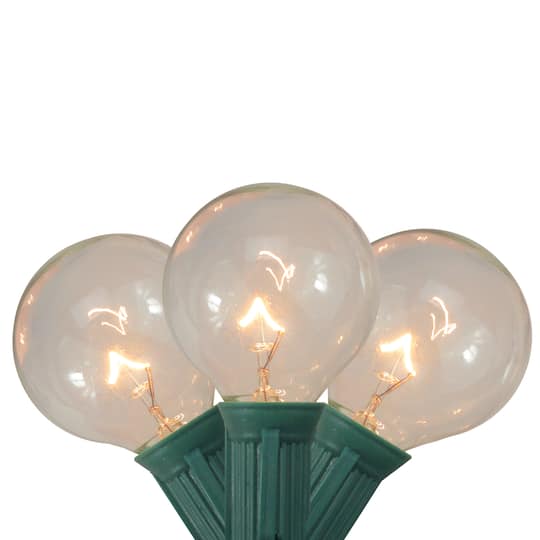 20ct. Clear G40 Globe Patio Garden Christmas Light Set With Green Wire